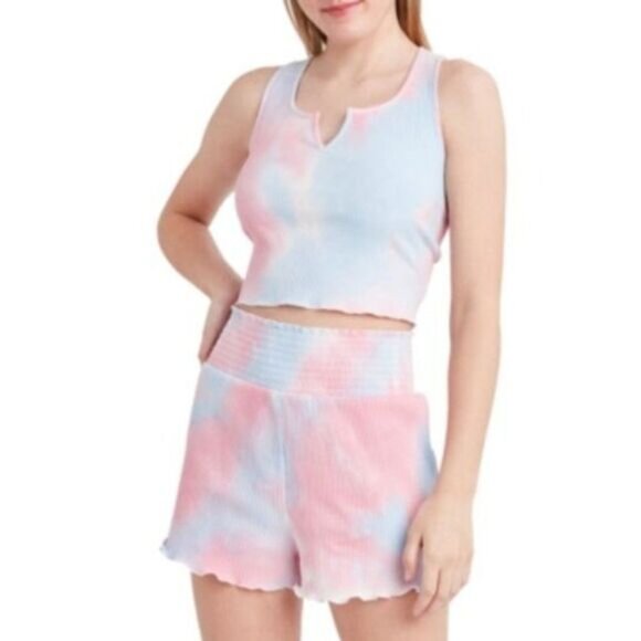 BCBGeneration Tie-Dye Crop Top Women's SMALL Pink White Blue Stretch Cotton NEW - Picture 10 of 10